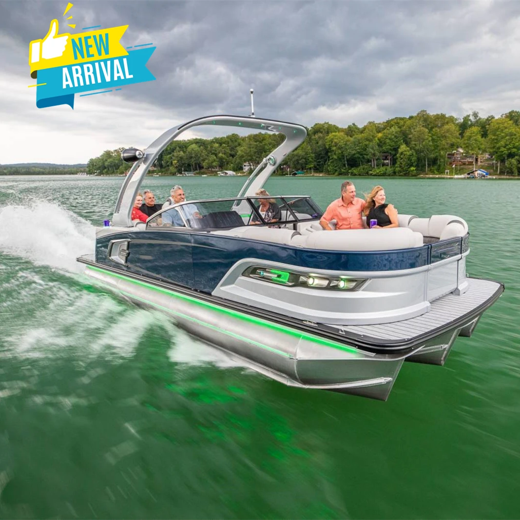 Ecocampor China Factory 9m 30FT Welded Luxury Aluminum Inflatable Pontoon Boat with Bathroom