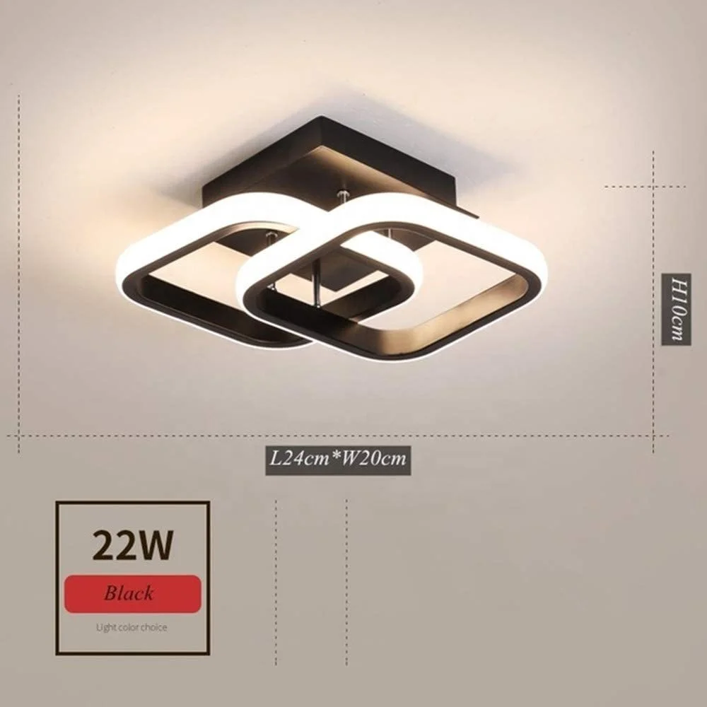 China Contemporary Home Living Room Decoration White Black Chandeliers Stair Small Square Metal Ceiling Lights
