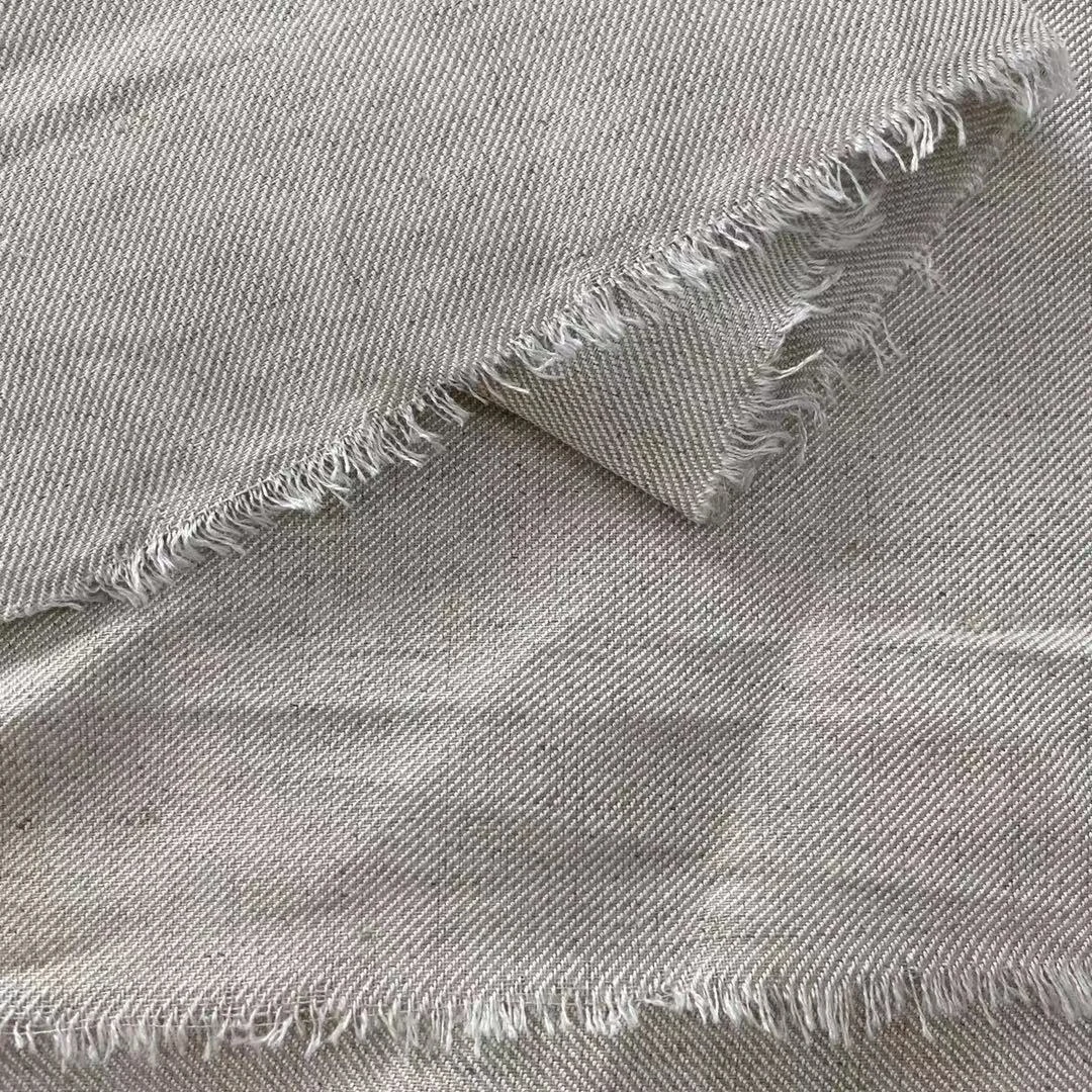 
Wholesale Viscose/Linen Fabric, R30/2 X L14 Dew retting linen fabric 