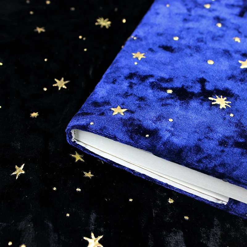 LABON A5 Velvet Fabric Notebook Journal Soft Cover Gold Color Bronzing Shining Star Decorations Gift Notebook