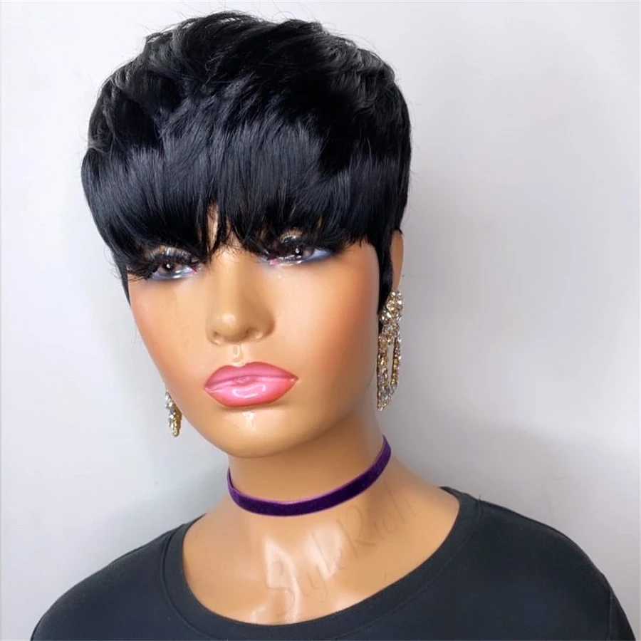 Best Quality 100% Brazilian Virgin Human Hair 613 Lace frontal Wig With Bangs, Wholesale Short Wavy Bob Pixie Cut Wig