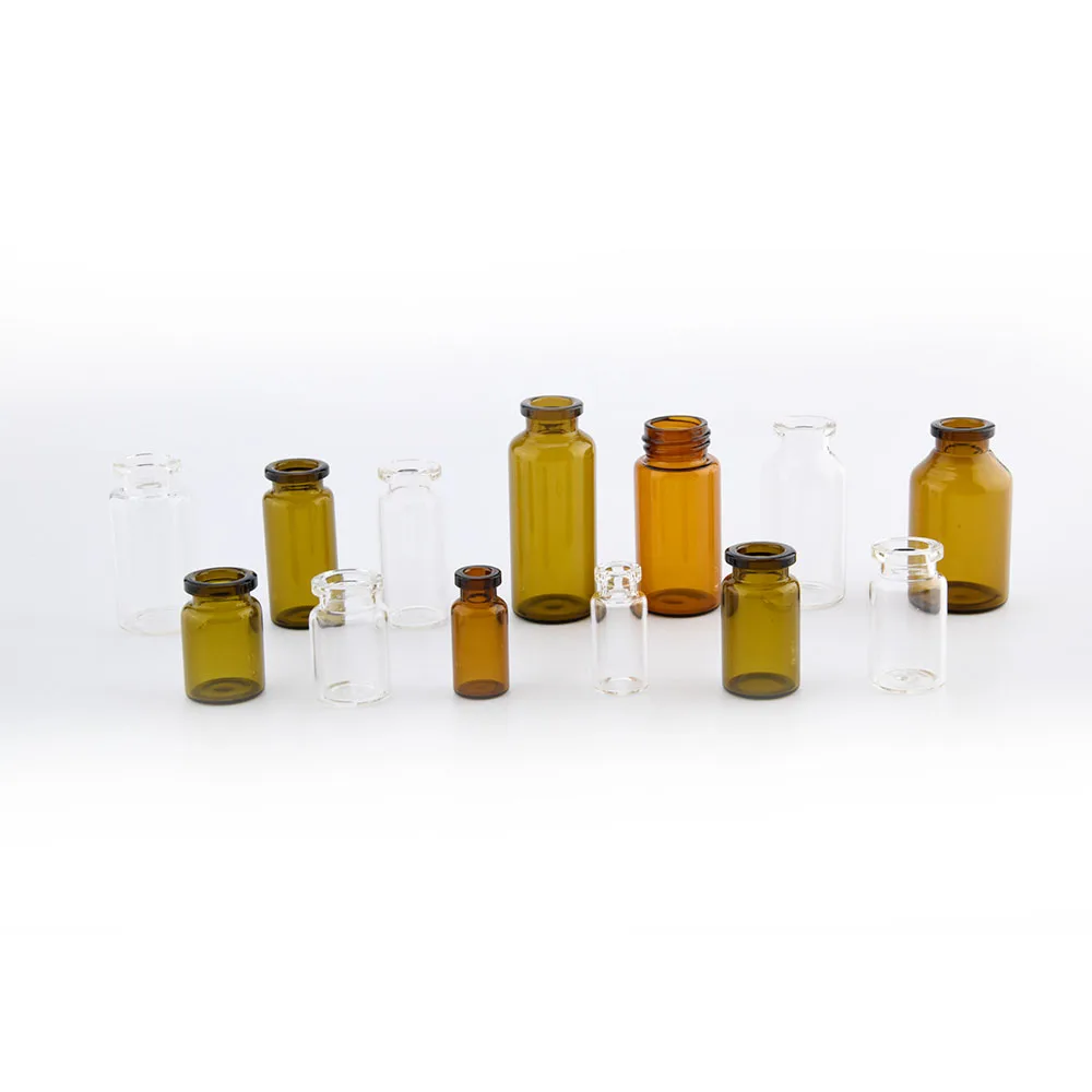 1-100ml transparent amber round bottom clamp mouth glass jar with aluminium cap rubber stopper