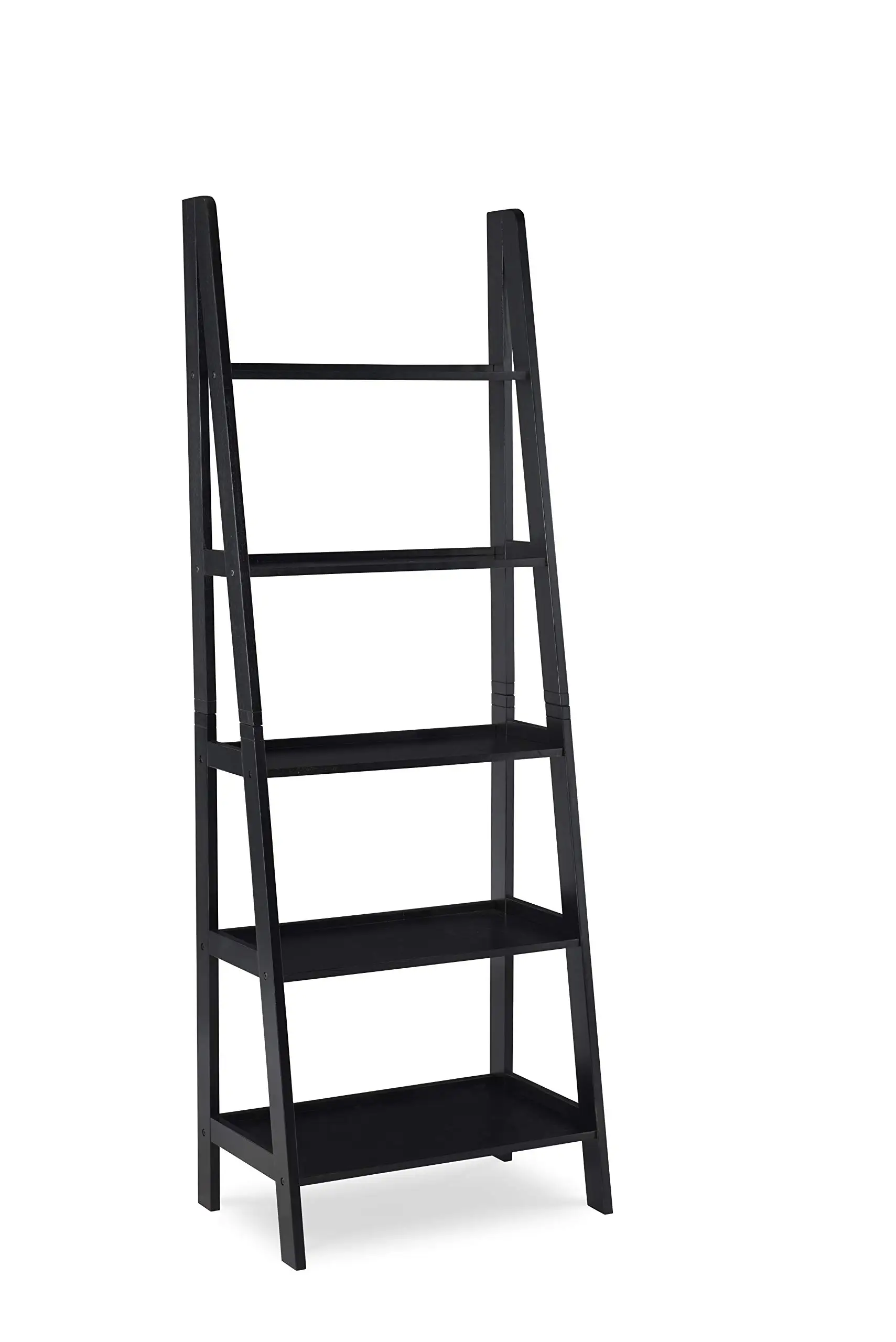 Hot Sale  Wooden White 5-tier Ladder Bookshelf Organizer Modern Bookcase With Solid Frame