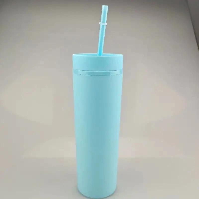 Personalized Promotional Double Wall Plastic Stadium Cup Gift Water Bottle Plastic Acrylic Skinny Tumbler Matte