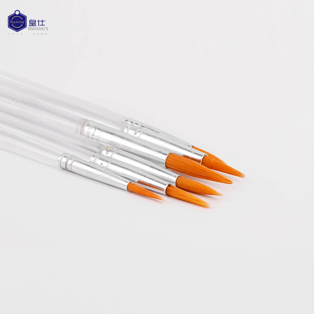 Keep Smiling 6pcs White Handle Nylon Hair Art Watercolor Painting Brushes Set For Painting