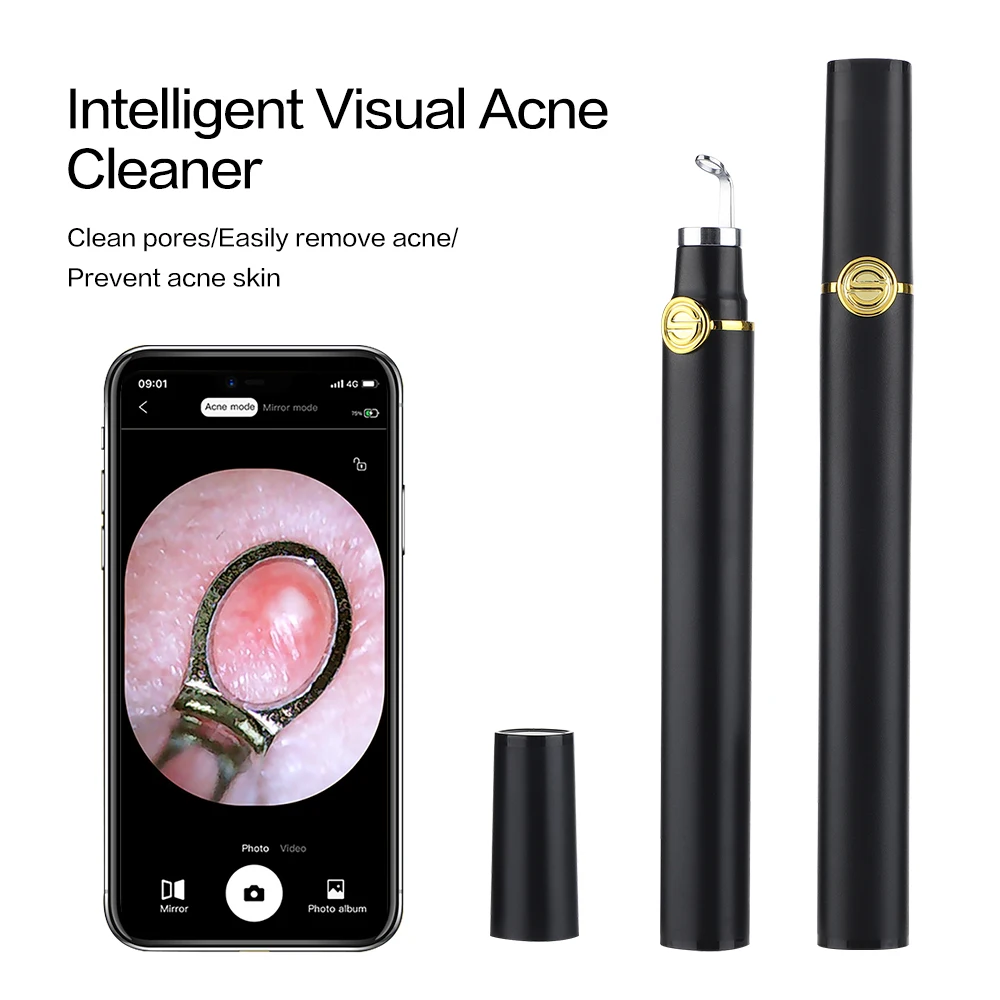 KKS Mini Camera Facial Cleaning Tools Extractor Pimples Visual Blackhead Remover Nose Black Head Dot Removal Pen