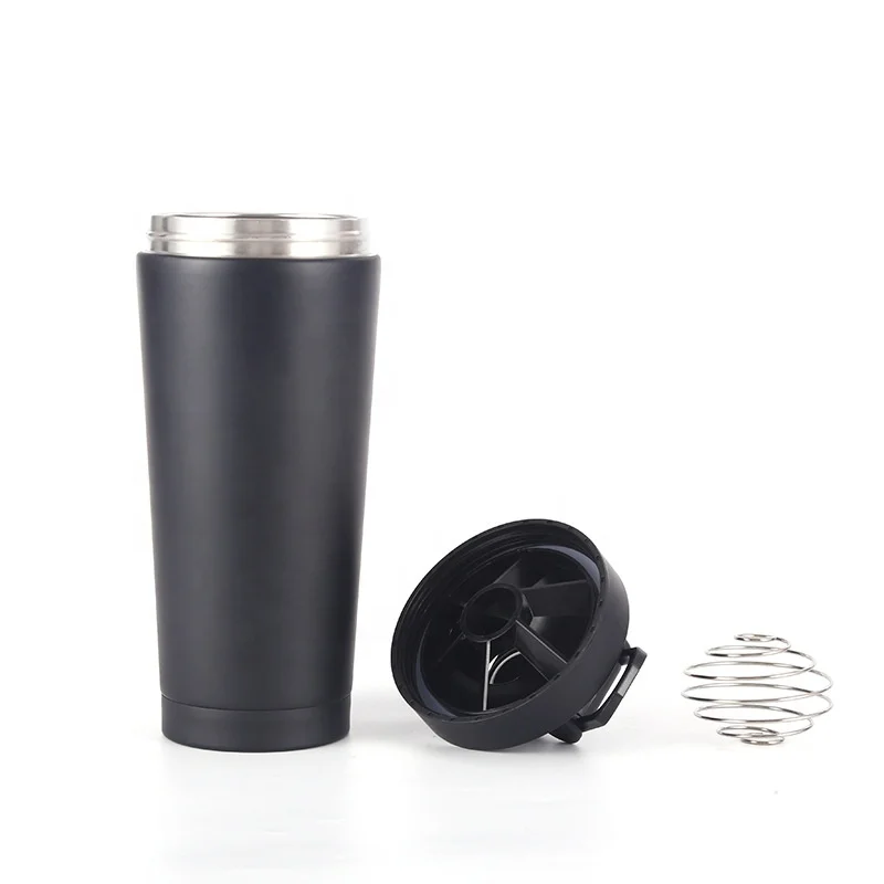 Custom 500ml 750ml double wall stainless steel shaker bottle vacuum insulated Steel Mixing Ball Gym wholesale protein