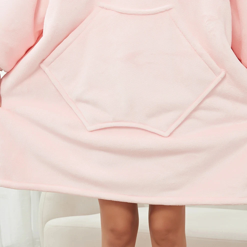 Cheap Price Wear Warm Hoodie Blanket Oversize For Adult Solid Sweatshirt Hooded Blankets With Special Pocket