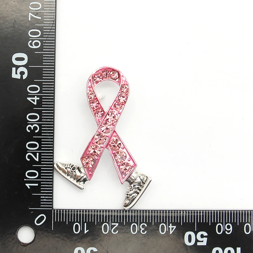 Custom Brooches October Pink Ribbon Breast Cancer Awareness Pretty Walking Ribbon Brooch Pin Jewelry Gift