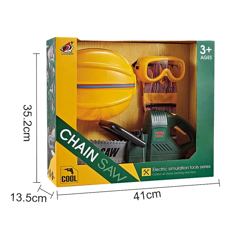 Electric Plastic Pretend Play Craftsman Toolbox Simulation Tool Set Chainsaw Toy for Kids
