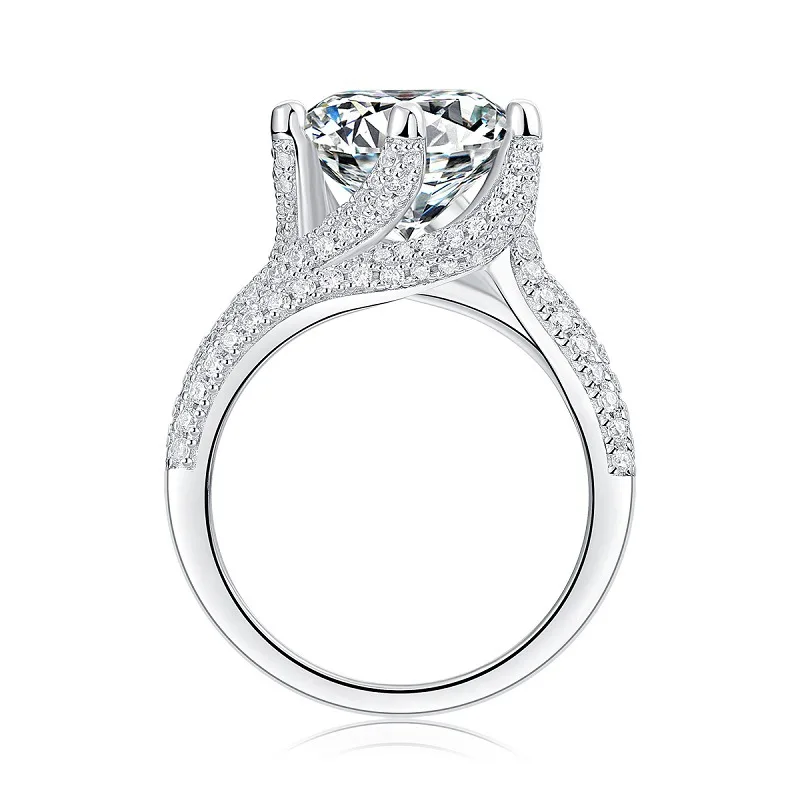 Индивидуальная Сертификация GRA круглое кольцо 5CT VVS D Moissanite обручальное 925 стерлингового серебра для свадьбы мужчин и женщин роскошные украшения