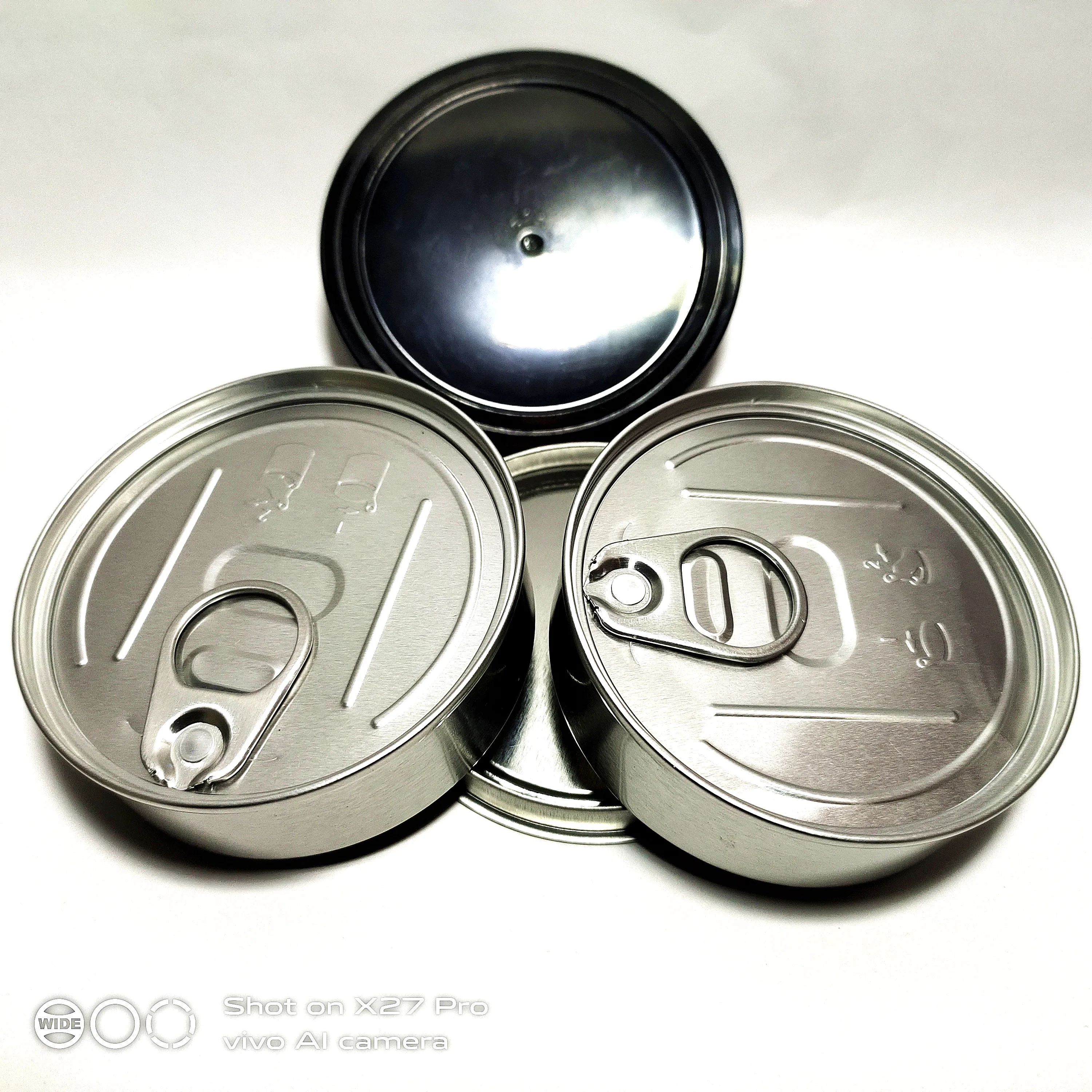 
100ml pressitin tin tuna cans with custom labels-food grade tins 