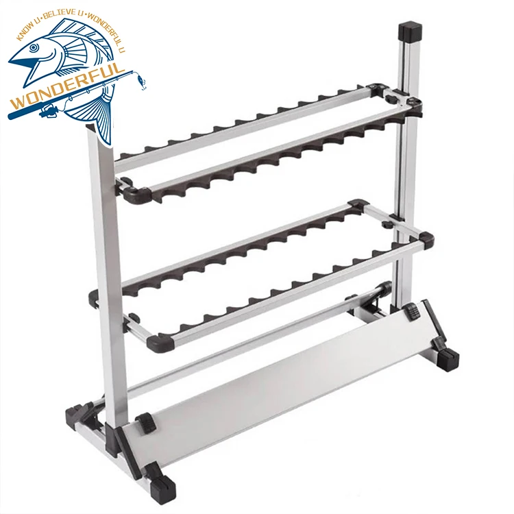 High Quality 12 24 Holes Aluminum Alloy Stand Vertical Storage Fish Rod Display Rack