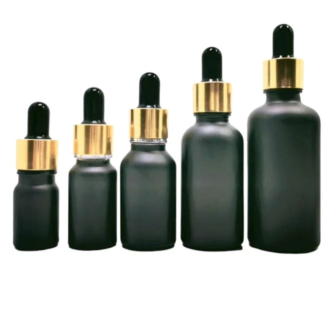
Newest Product High Quality Glossy Black Matte Black Essential Oil Dropper Bottle Black Porcelain Dropper Bottle 