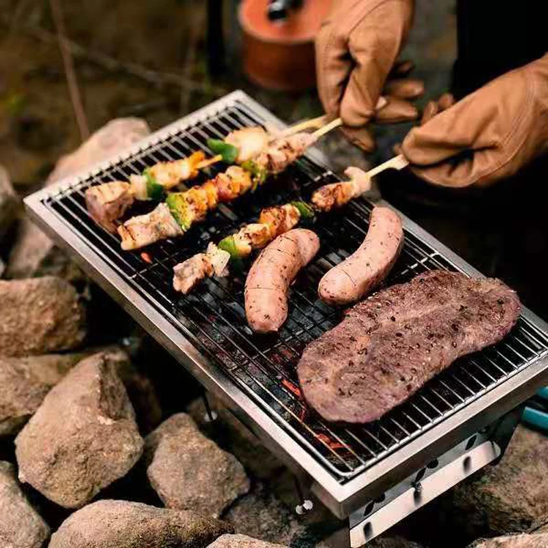 BBQ Grill Portable Foldable Outdoor Camping Barbecue Charcoal Furnace For Camper