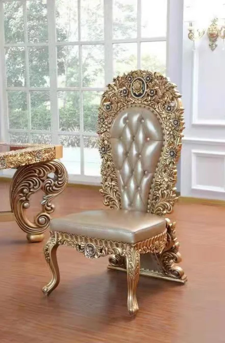 classic extendable wooden carved dining table set for 10, marble or wood top dining room set