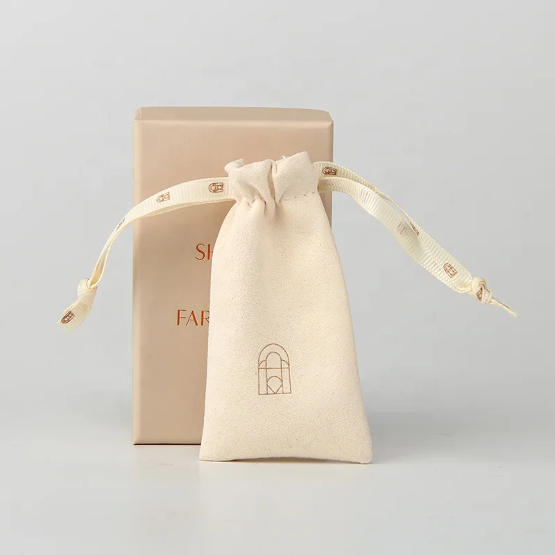 Microfiber Pouches Bag Custom Jewelry Drawstring Small Pouch Foil Logo Printed