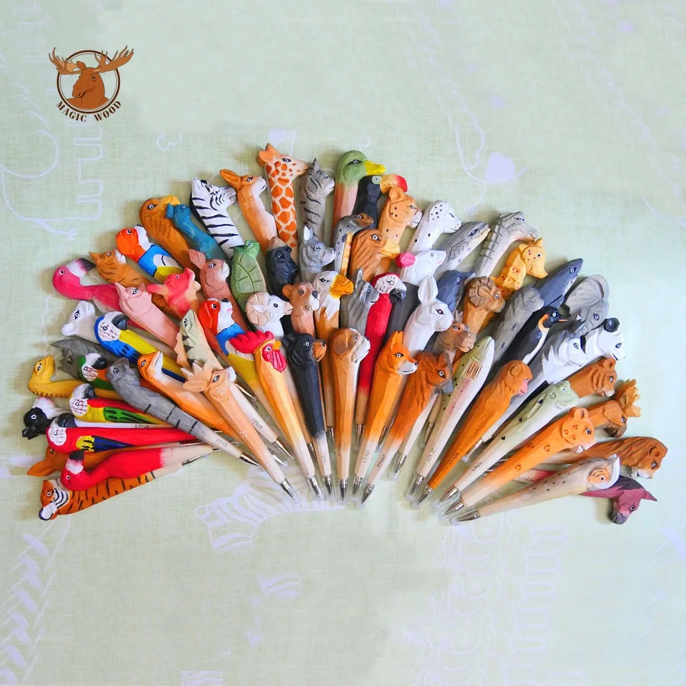 
Hand-made Pen Cartoon Wood Carved Animal Shape Pen WHOLESALE WOOD CARVING HANDICRAFT GIFT CREATIVE STATIONERY 