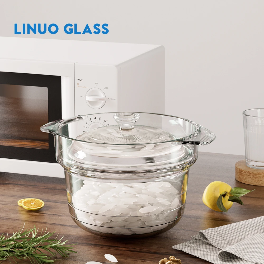 LINUO прочная форма для выпечки безопасная микроволновой печи круглая посуда из боросиликатного стекла приготовления риса