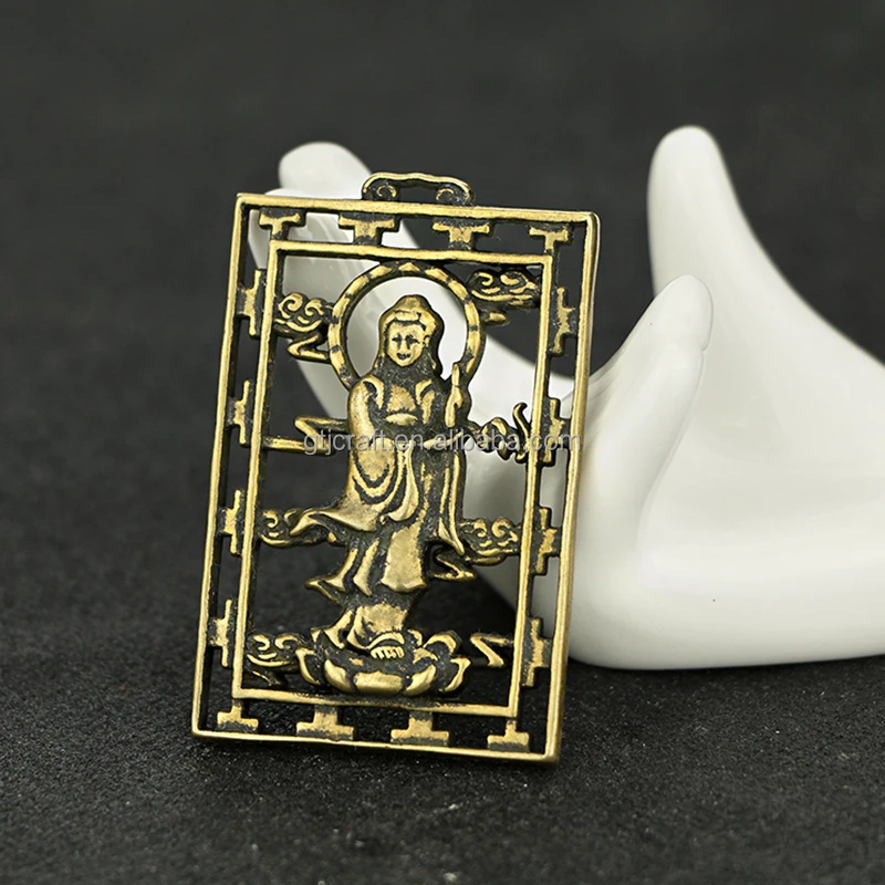 Factory direct  CA101 supply retro pure copper Buhhda crafts Guanyin Guan Gong dragon tag pendant