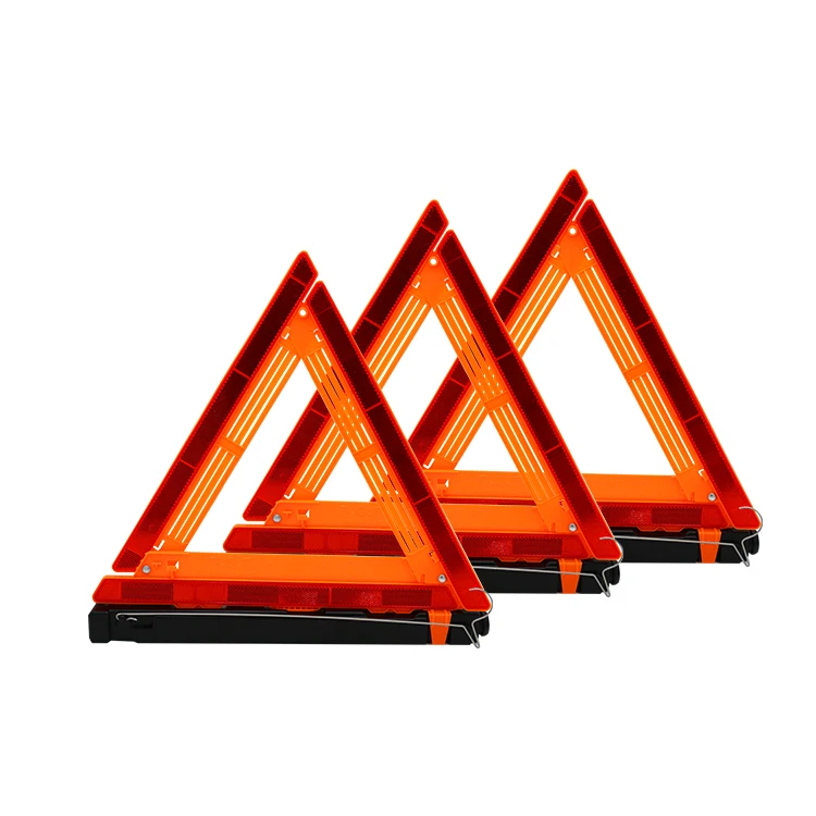 Roadside Safety Reflective Warning Triangle CE Approved with Weighted Base and Case 3 Pack