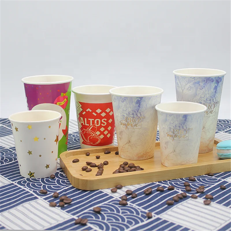 4oz/8oz/12oz/16oz/20oz Printed Tableware Coffee Cup 100% Biodegradable Dinnerware Wall Paper Cup For Custom