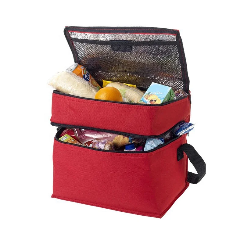 Factory Reusable Cooler Bags  Deliver Insulated Fruit Food Red Polyester Cooler Bag