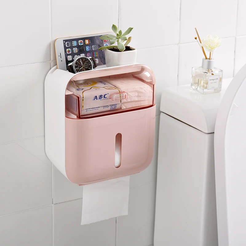 Wall-mounted plastic paper towel distribution box, multi-functional paper towel box