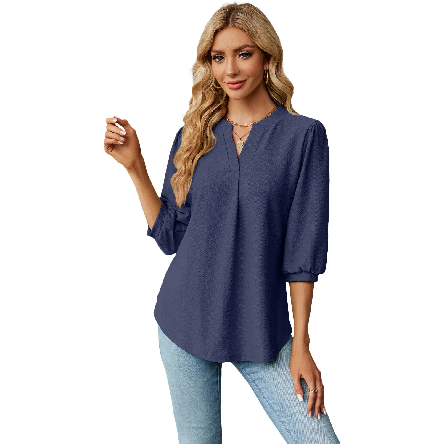2024 High Quality Fashion Blouse Tops Blouse Wholesale Long-sleeved Basic T-shirts For Women