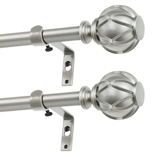 Smart Home Factory Pricing Decorative 3/4 Inch Curtain Rod 48 to 86 Inches 2 Pack Window Single Drapery Rod with Finials