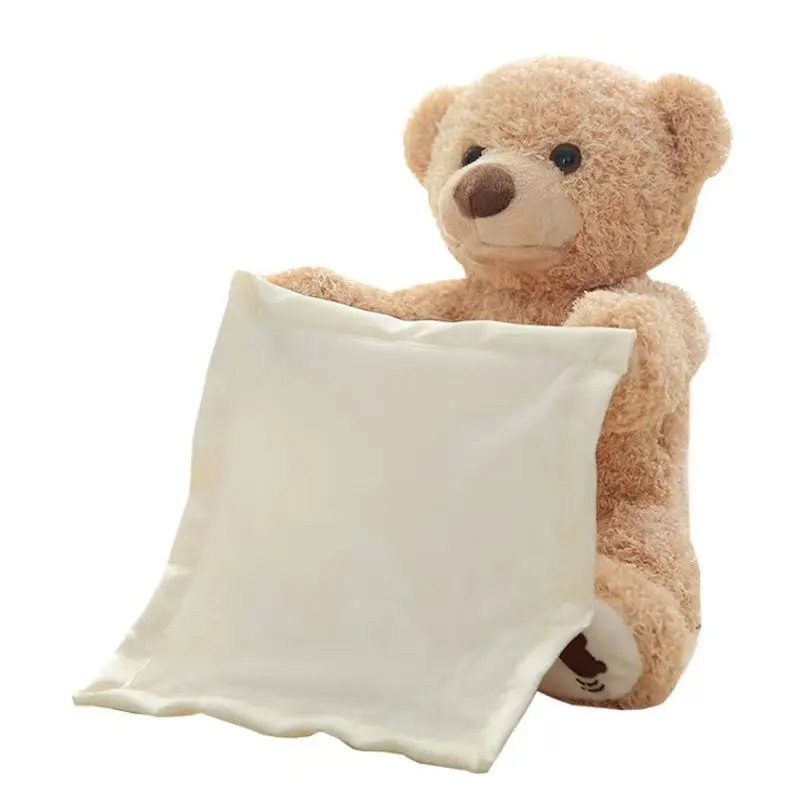 2023 Hot Selling  Peek A Boo Bear with Security Blanket Interactive Repeats Plush Teddy Bear Toy