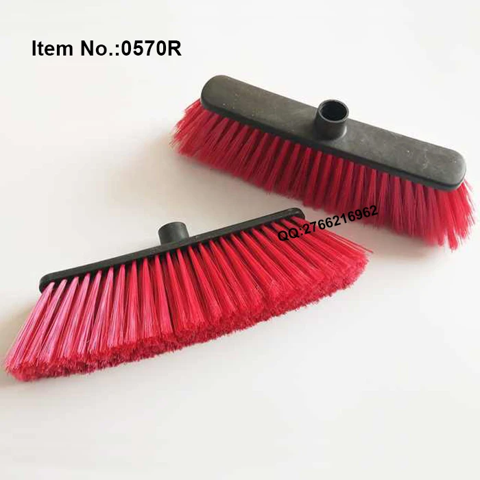 HQ0570R red color brush bristle soft broom for indoor cleaning promotion