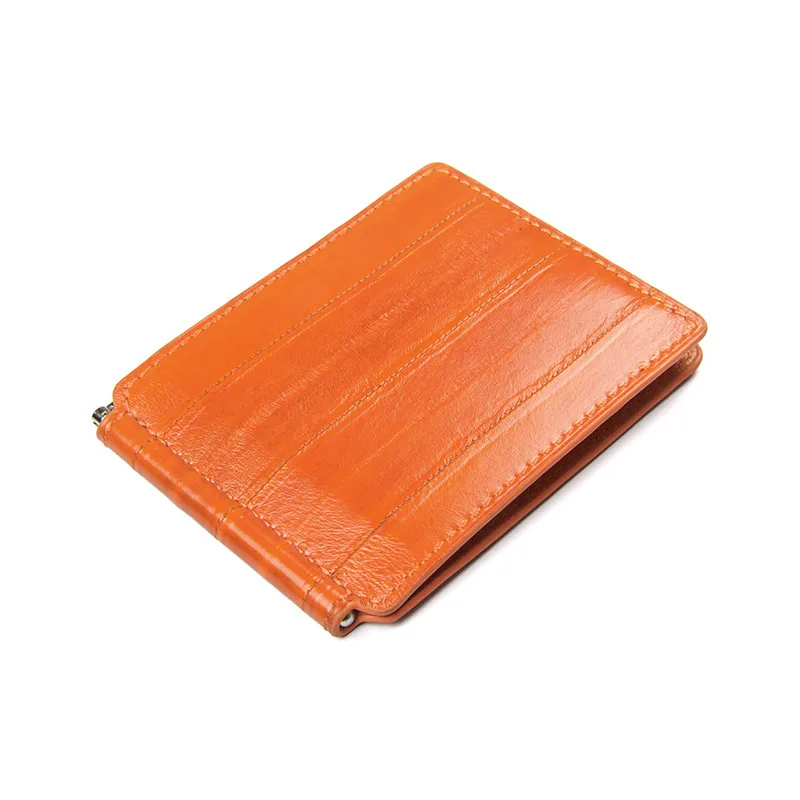 Billeteras Luxury Designer Custom Genuine Eel Skin Wallet Slim Mini Card Package Business Unisex Leather Money Clip Wallet