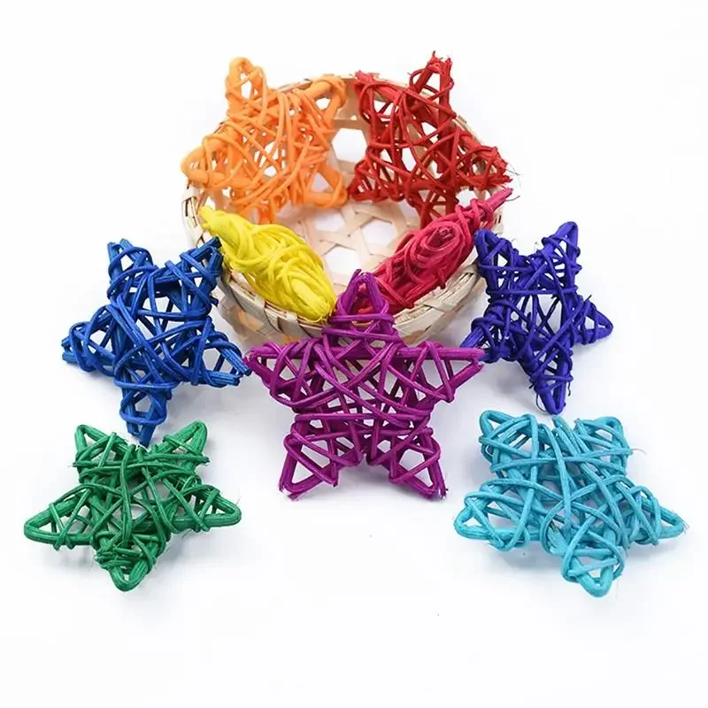Star Decorations 6CM Red Blue White Rattans Wicker Balls for Home Ornaments Wedding Memorial Day