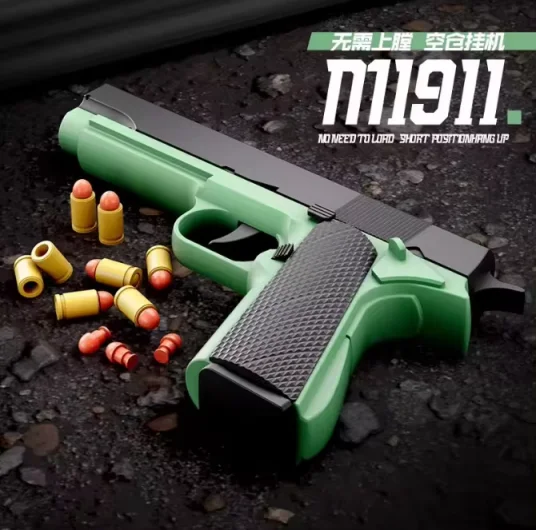 2024 Hot Selling Best 3D Printing Mini Pistol Toy Anti Stress Light Glow 1911 Soft Bullet Ejection Kids Gun Toys