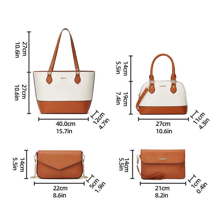 China factory wholesale ladies simple purse sets pu Leather handbag set 4 in 1 tote bags for women