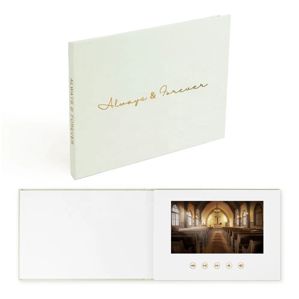 Promotional Gift advertisement 7 inch LCD marketing promotion hardcover video wedding book brochure cards digital booklet