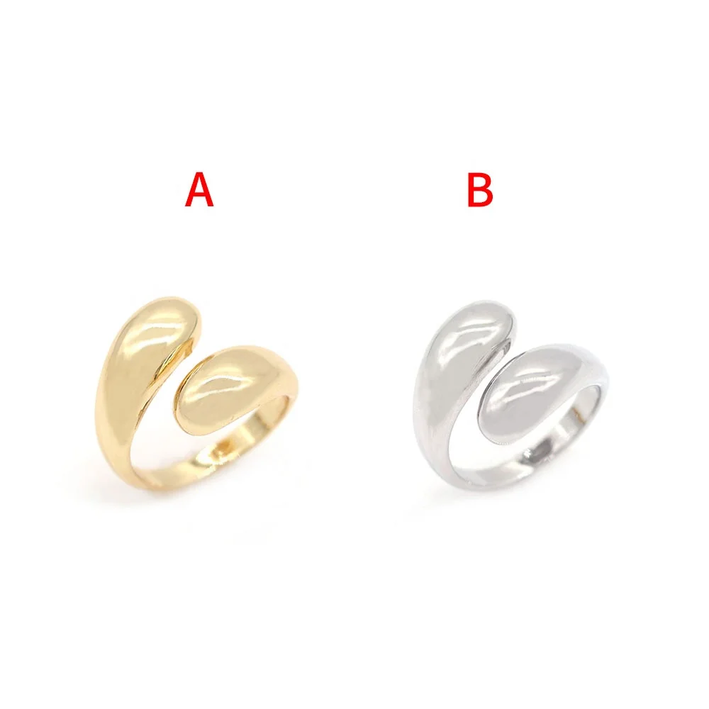Water Drop Glossy Female Smart Ring 18K Gold Plated Waterdrop Chunky Adjustable Women Rings Fashion Jewelry