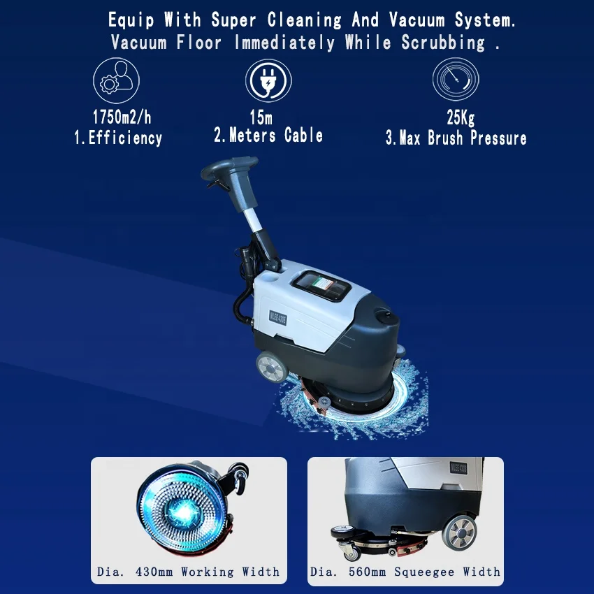 MLEE430E Electric Floor Scrubber Dryer 17 inch Marble Tile Automatic Walk Behind Floor Scrubber