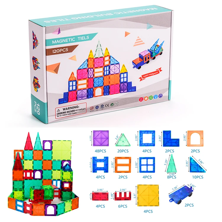 108PCS Educational Magnetic Toys 3D Construction Magnet Building Blocks Sets Magnetic Tiles for kids