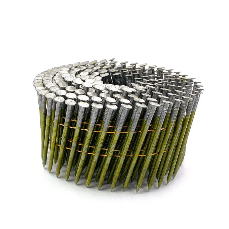 pallet coil nails China manufacturer galvanized steel yellow wiring 15 degres 2 inch