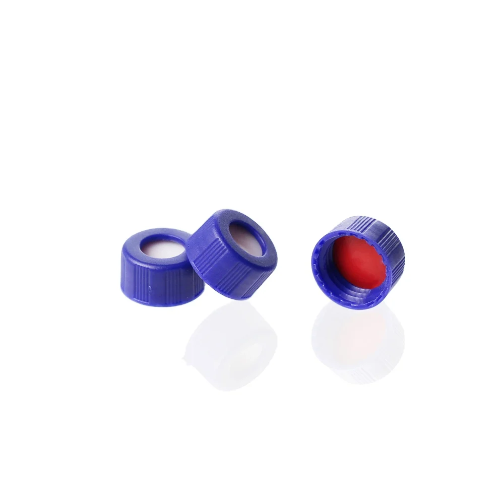 ALWSCI Blue 9-425 Open top Screw Cap with ptfe silicone preslit septa for Short Neck 9mm ND hplc vials 9-SP3005-2A