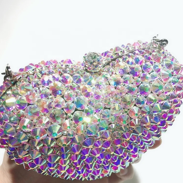 Amiqi MRY109 High quality handmade heart shape crystal and rhinestone evening bags