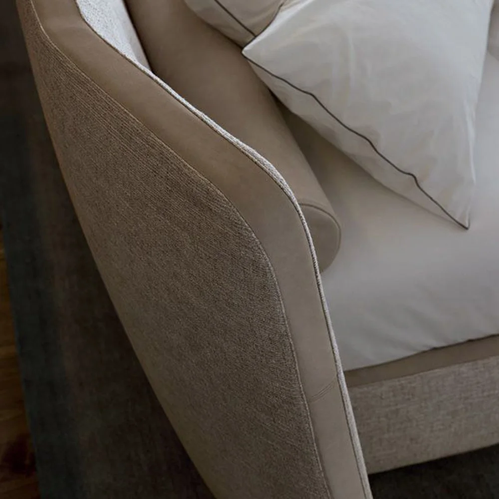 made in china simple tufted fabric modern double bed luxury bedroom furniture light brown Super King Size Bed