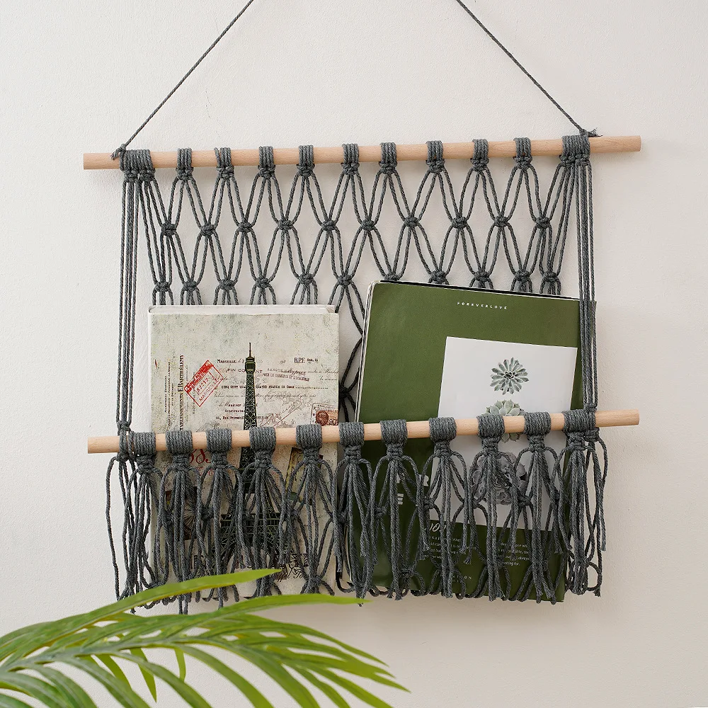 Nursery Toy Macrame Shelves Organizers Storage Home Decoration Interior Books Toy Display Shelf Wall Hanging Boho For Kids Room