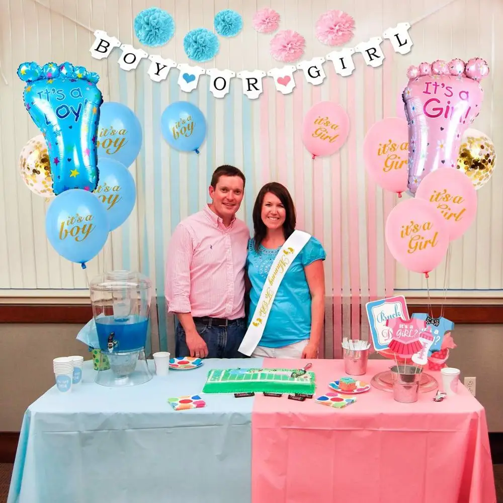 Baby Shower Gender Reveal Balloons Set Boy Or Girl Party Decorations