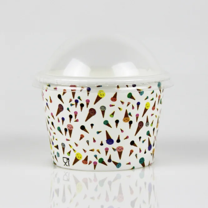 factory-direct sale 4oz 8oz 16oz Disposable icecream cups paper bowl paper cup  with lids for holding ice cream sundaes gelato