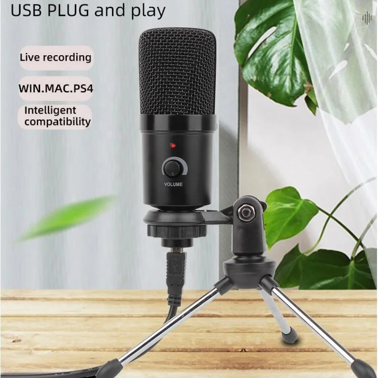 Профессиональный Студийный конденсаторный USB-микрофон со штативом и подставкой для телефона ПК Skype онлайн-игр