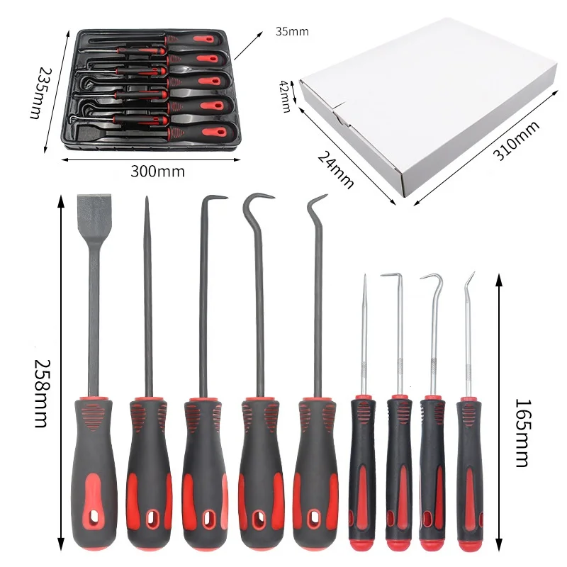 9Pcs Hook &Pick Set with Scraper Car Auto Oil Seal/O-Ring Seal Gasket Mini Hooks Puller Remover  Home & Car Repair Remover Tools