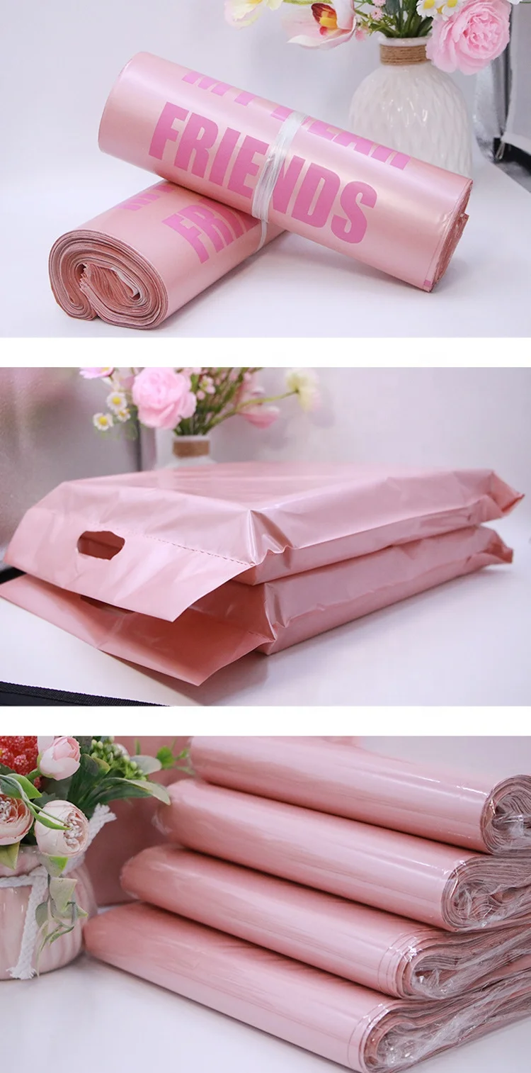 Ready to ship high quality cheap THANK YOU rose gold shipping mailer bag express pouch for clothes shoes and boxes shipment